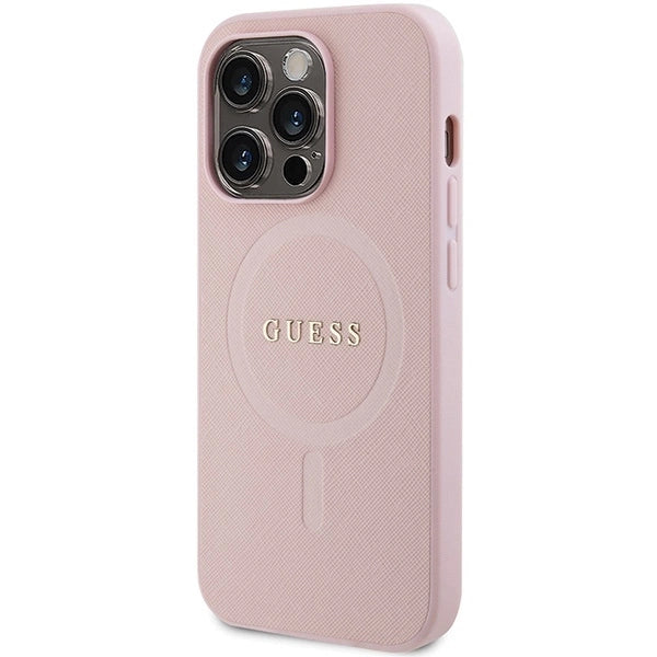 Guess GUHMP14LPSAHMCP case for iPhone 14 Pro - pink Saffiano MagSafe_1