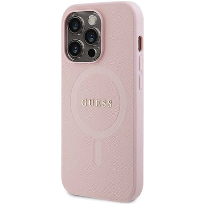 Guess GUHMP14LPSAHMCP case for iPhone 14 Pro - pink Saffiano MagSafe_1