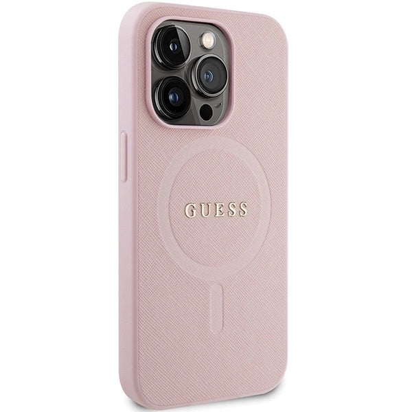 Guess GUHMP14LPSAHMCP case for iPhone 14 Pro - pink Saffiano MagSafe_3