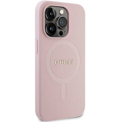 Guess GUHMP14LPSAHMCP case for iPhone 14 Pro - pink Saffiano MagSafe_3