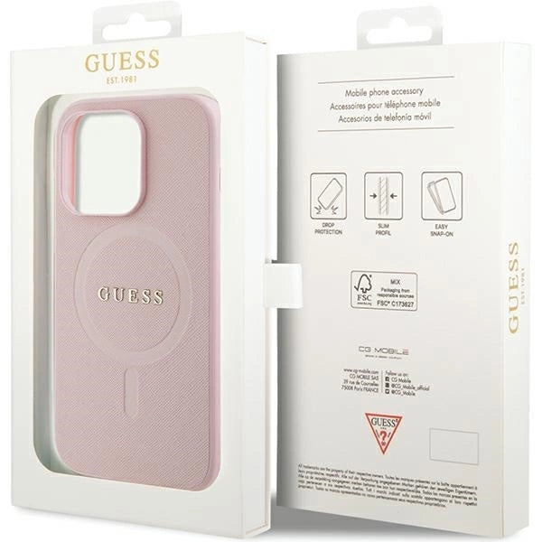Guess GUHMP14LPSAHMCP case for iPhone 14 Pro - pink Saffiano MagSafe_7