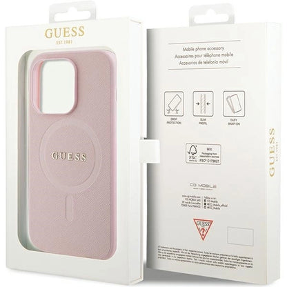 Guess GUHMP14LPSAHMCP case for iPhone 14 Pro - pink Saffiano MagSafe_7
