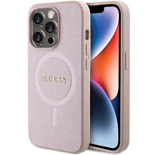 Guess Saffiano MagSafe case for iPhone 15 Pro - pink_0