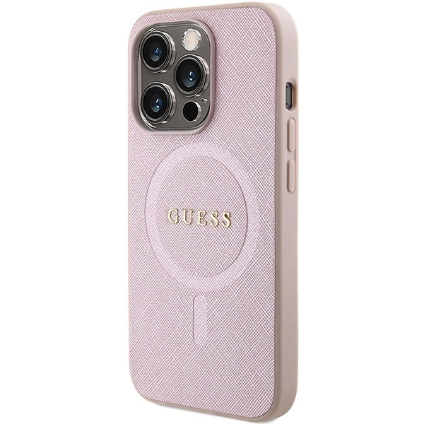 Guess Saffiano MagSafe case for iPhone 15 Pro - pink_1