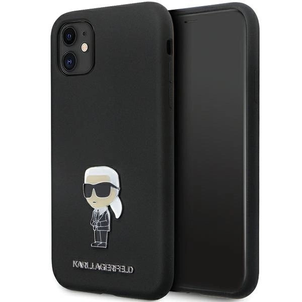 Karl Lagerfeld KLHCN61SMHKNPK case for iPhone 11 / Xr - black Silicone Ikonik Metal Pin_0