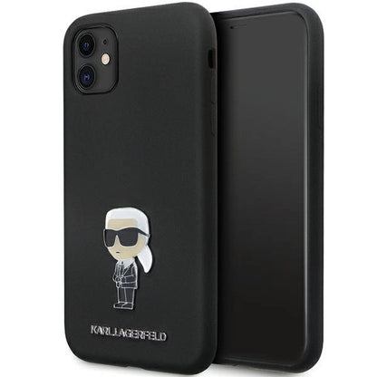 Karl Lagerfeld KLHCN61SMHKNPK case for iPhone 11 / Xr - black Silicone Ikonik Metal Pin_0
