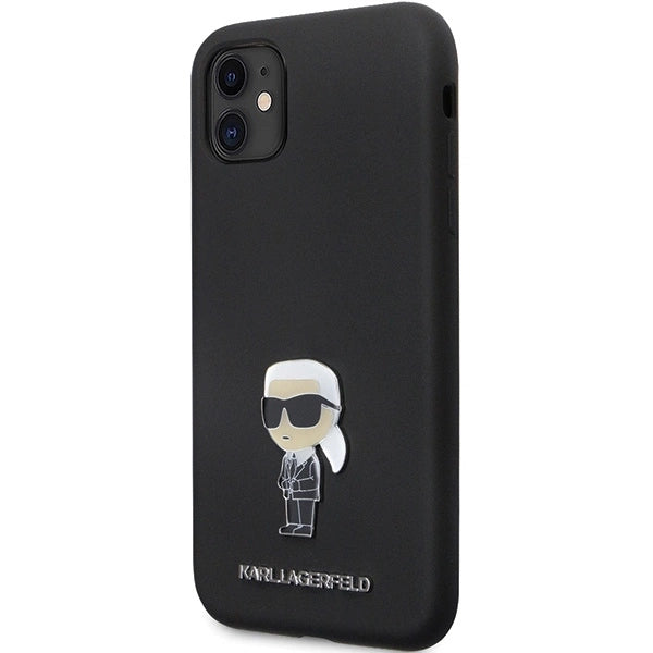 Karl Lagerfeld KLHCN61SMHKNPK case for iPhone 11 / Xr - black Silicone Ikonik Metal Pin_1