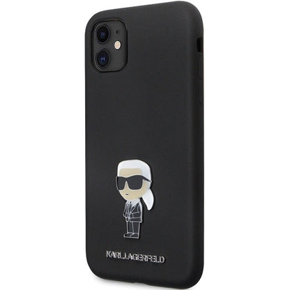Karl Lagerfeld KLHCN61SMHKNPK case for iPhone 11 / Xr - black Silicone Ikonik Metal Pin_1