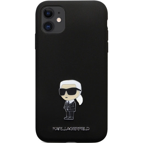 Karl Lagerfeld KLHCN61SMHKNPK case for iPhone 11 / Xr - black Silicone Ikonik Metal Pin_2