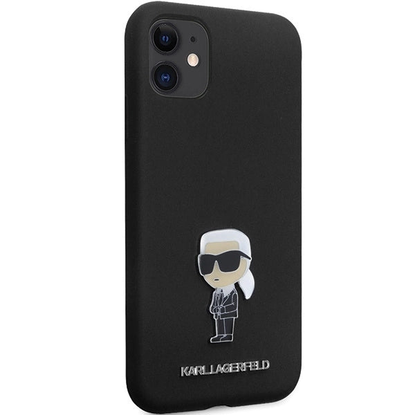 Karl Lagerfeld KLHCN61SMHKNPK case for iPhone 11 / Xr - black Silicone Ikonik Metal Pin_3