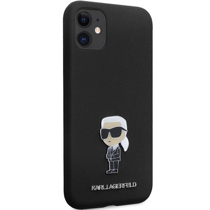 Karl Lagerfeld KLHCN61SMHKNPK case for iPhone 11 / Xr - black Silicone Ikonik Metal Pin_3