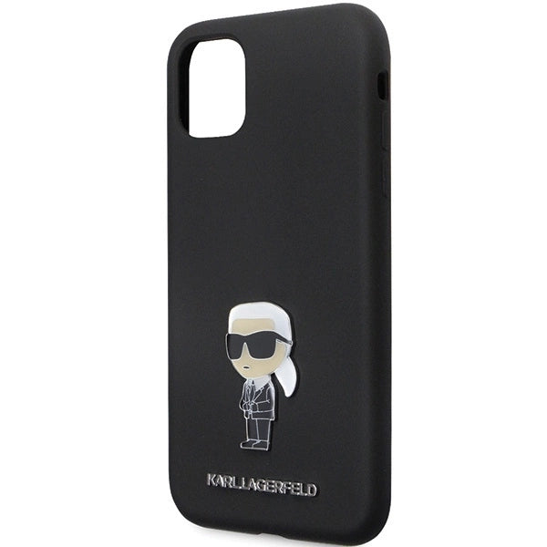 Karl Lagerfeld KLHCN61SMHKNPK case for iPhone 11 / Xr - black Silicone Ikonik Metal Pin_5