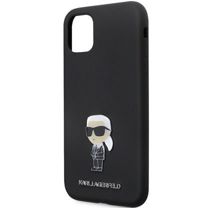 Karl Lagerfeld KLHCN61SMHKNPK case for iPhone 11 / Xr - black Silicone Ikonik Metal Pin_5