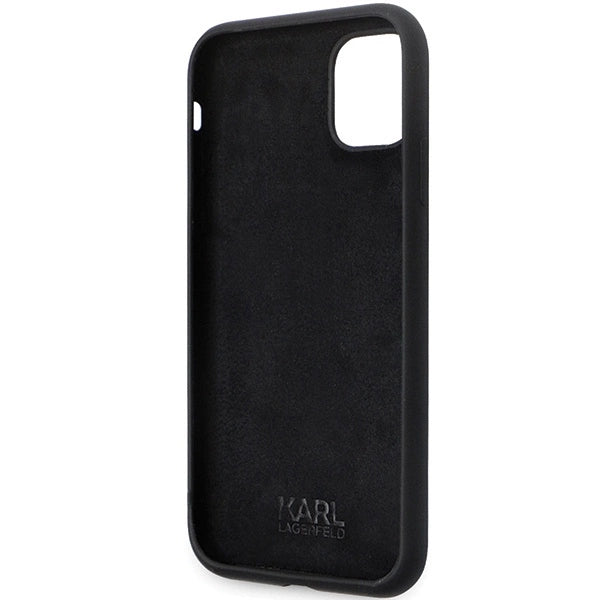 Karl Lagerfeld KLHCN61SMHKNPK case for iPhone 11 / Xr - black Silicone Ikonik Metal Pin_6