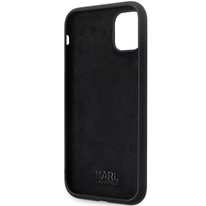 Karl Lagerfeld KLHCN61SMHKNPK case for iPhone 11 / Xr - black Silicone Ikonik Metal Pin_6