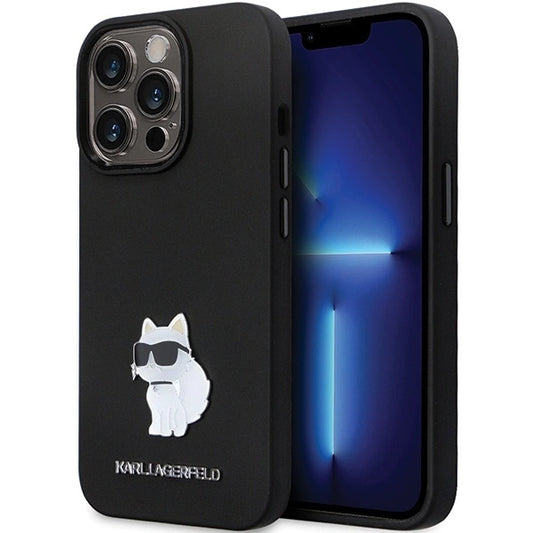 Karl Lagerfeld KLHCP13LSMHCNPK case for iPhone 13 Pro / 13 - black Silicone C Metal Pin_0