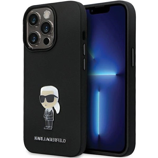 Karl Lagerfeld KLHCP13LSMHKNPK case for iPhone 13 Pro / 13 - black Silicone Ikonik Metal Pin_0