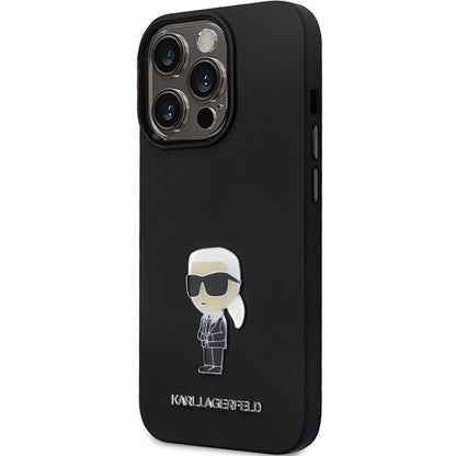 Karl Lagerfeld KLHCP14LSMHKNPK case for iPhone 14 Pro - black Silicone Ikonik Metal Pin_1