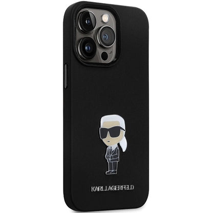 Karl Lagerfeld KLHCP14LSMHKNPK case for iPhone 14 Pro - black Silicone Ikonik Metal Pin_3