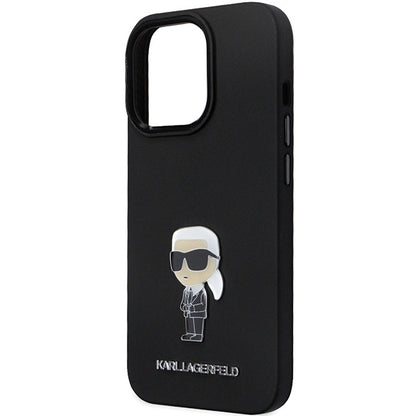 Karl Lagerfeld KLHCP14LSMHKNPK case for iPhone 14 Pro - black Silicone Ikonik Metal Pin_5