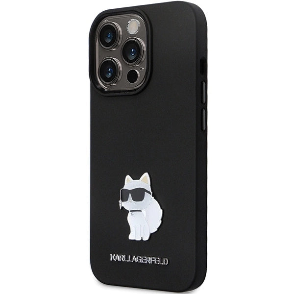 Karl Lagerfeld KLHCP14XSMHCNPK case for iPhone 14 Pro Max 6.7" - black Silicone C Metal Pin_1