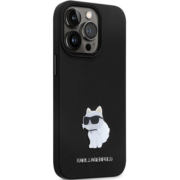 Karl Lagerfeld KLHCP14XSMHCNPK case for iPhone 14 Pro Max 6.7" - black Silicone C Metal Pin_3