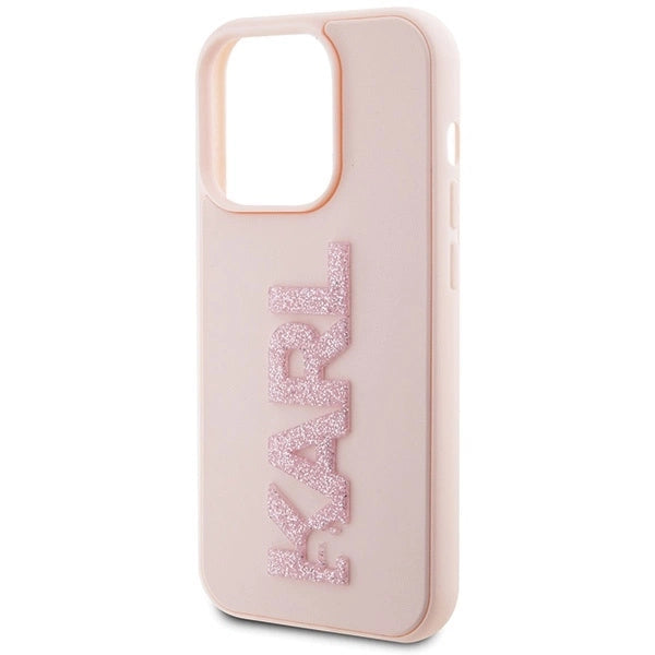 Karl Lagerfeld 3D Rubber Glitter Logo case for iPhone 15 Pro - pink_5