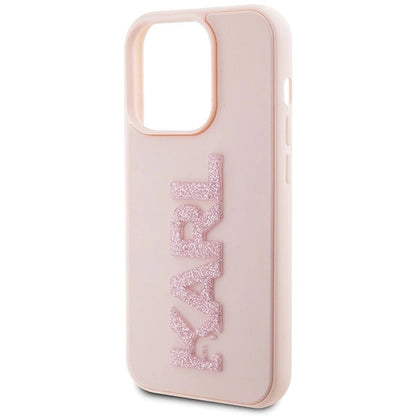Karl Lagerfeld 3D Rubber Glitter Logo case for iPhone 15 Pro - pink_5