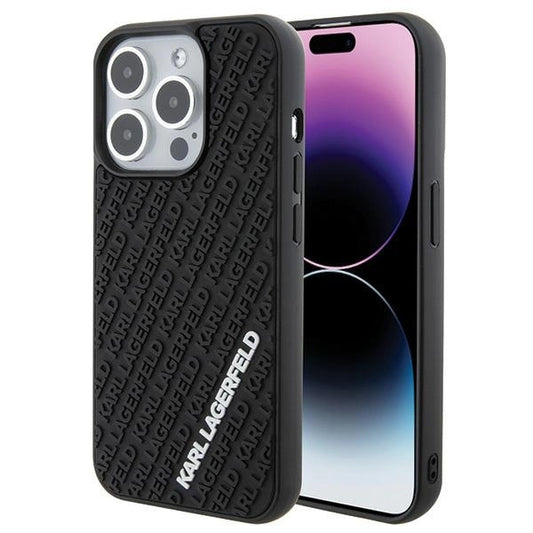 Karl Lagerfeld 3D Rubber Multi Logo case for iPhone 15 Pro - black_0