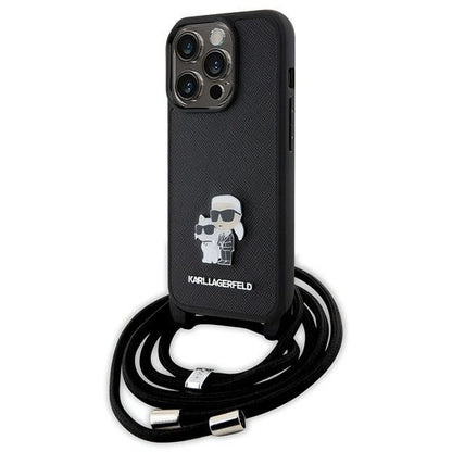 Karl Lagerfeld Crossbody Saffiano Metal Pin Karl & Choupette case for iPhone 15 Pro - black_0