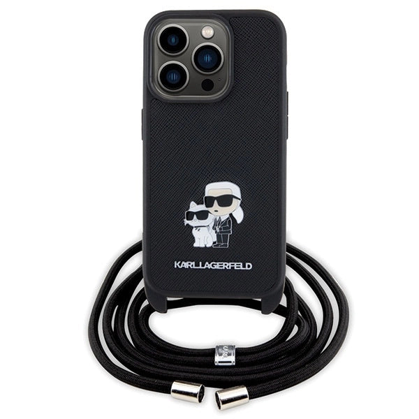 Karl Lagerfeld Crossbody Saffiano Metal Pin Karl & Choupette case for iPhone 15 Pro - black_1