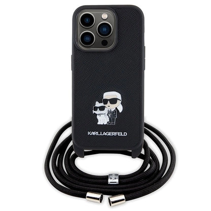 Karl Lagerfeld Crossbody Saffiano Metal Pin Karl & Choupette case for iPhone 15 Pro - black_1