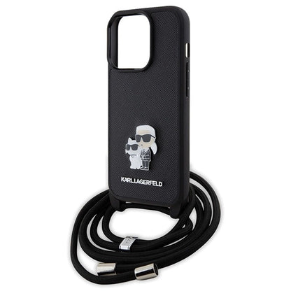 Karl Lagerfeld Crossbody Saffiano Metal Pin Karl & Choupette case for iPhone 15 Pro - black_4