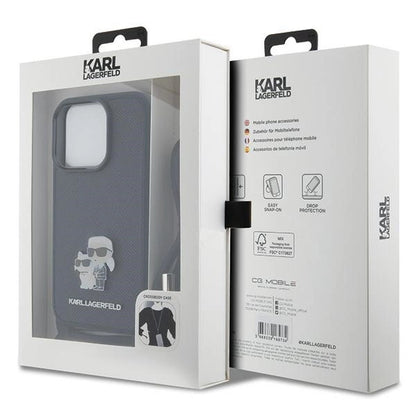 Karl Lagerfeld Crossbody Saffiano Metal Pin Karl & Choupette case for iPhone 15 Pro - black_6