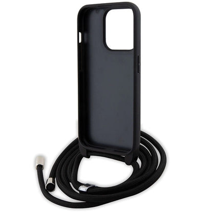 Karl Lagerfeld Crossbody Saffiano Monogram Metal Pin Karl &amp; Choupette Case for iPhone 15 Pro - Black_5