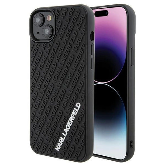Karl Lagerfeld 3D Rubber Multi Logo case for iPhone 15 Plus - black_0