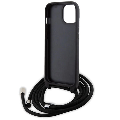 Karl Lagerfeld Crossbody Saffiano Metal Pin Karl &amp; Choupette case for iPhone 15 Plus - black_5
