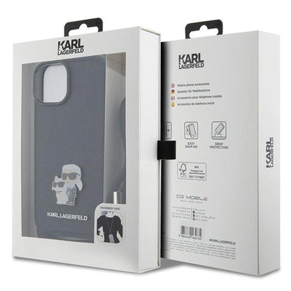 Karl Lagerfeld Crossbody Saffiano Metal Pin Karl &amp; Choupette case for iPhone 15 Plus - black_6
