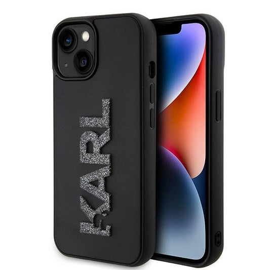 Karl Lagerfeld 3D Rubber Glitter Logo case for iPhone 15 - black_0