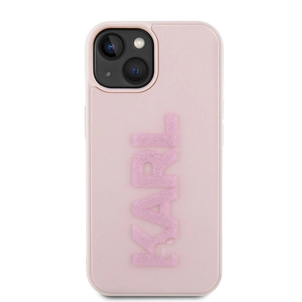 Karl Lagerfeld 3D Rubber Glitter Logo case for iPhone 15 - pink_2