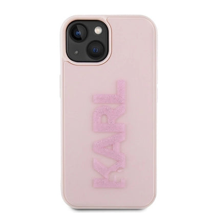 Karl Lagerfeld 3D Rubber Glitter Logo case for iPhone 15 - pink_2
