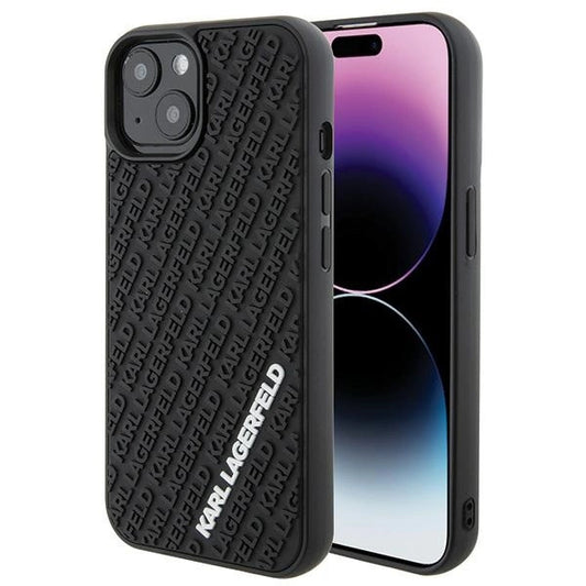 Karl Lagerfeld 3D Rubber Multi Logo case for iPhone 15 - black_0