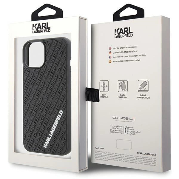 Karl Lagerfeld 3D Rubber Multi Logo case for iPhone 15 - black_7