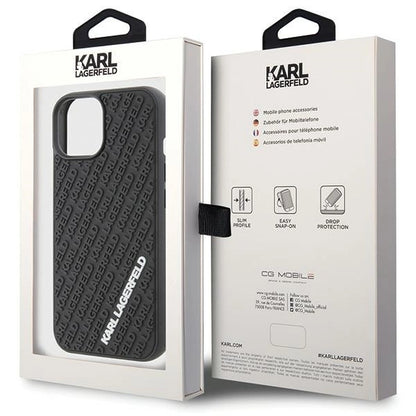 Karl Lagerfeld 3D Rubber Multi Logo case for iPhone 15 - black_7