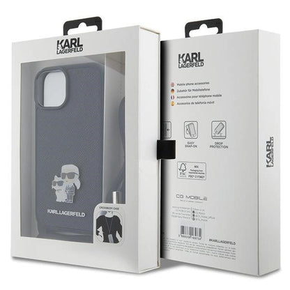 Karl Lagerfeld Crossbody Saffiano Metal Pin Karl & Choupette case for iPhone 15 - black_6