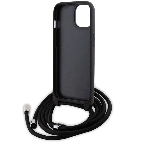 Karl Lagerfeld Crossbody Saffiano Monogram Metal Pin Karl & Choupette Case for iPhone 15 - Black_5
