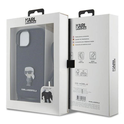 Karl Lagerfeld Crossbody Saffiano Monogram Metal Pin Karl & Choupette Case for iPhone 15 - Black_6