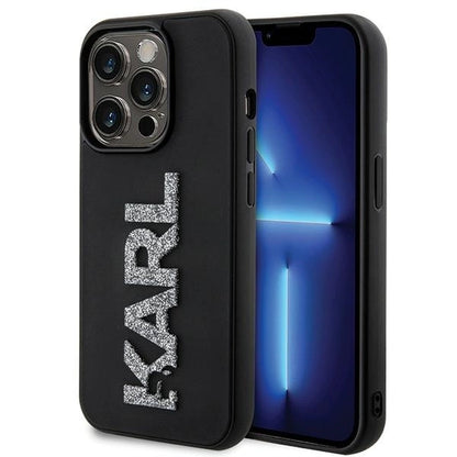 Karl Lagerfeld 3D Rubber Glitter Logo case for iPhone 15 Pro Max - black_0