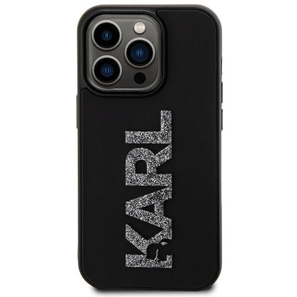 Karl Lagerfeld 3D Rubber Glitter Logo case for iPhone 15 Pro Max - black_2