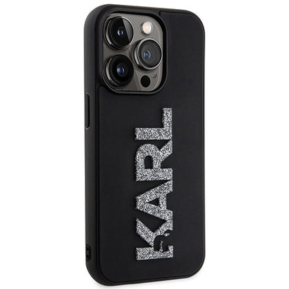 Karl Lagerfeld 3D Rubber Glitter Logo case for iPhone 15 Pro Max - black_3